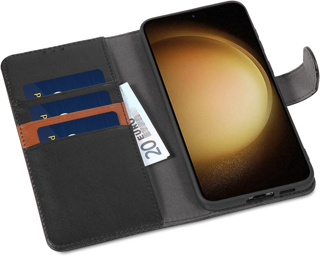 LENSUN Echtleder Hülle für Samsung Galaxy S23 Plus, Handyhülle [Echtes Leder] [Magnetverschluss] [RF
