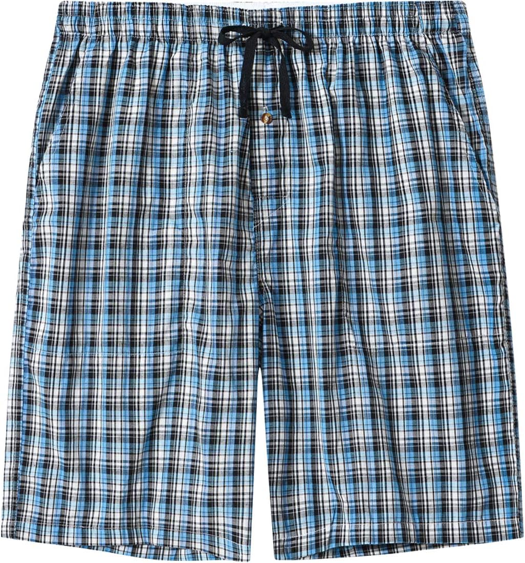 MoFiz Herren Kurze Pyjamahose Baumwolle Schlafshorts Karierte Schlafanzughose Freizeithose Karo Loun