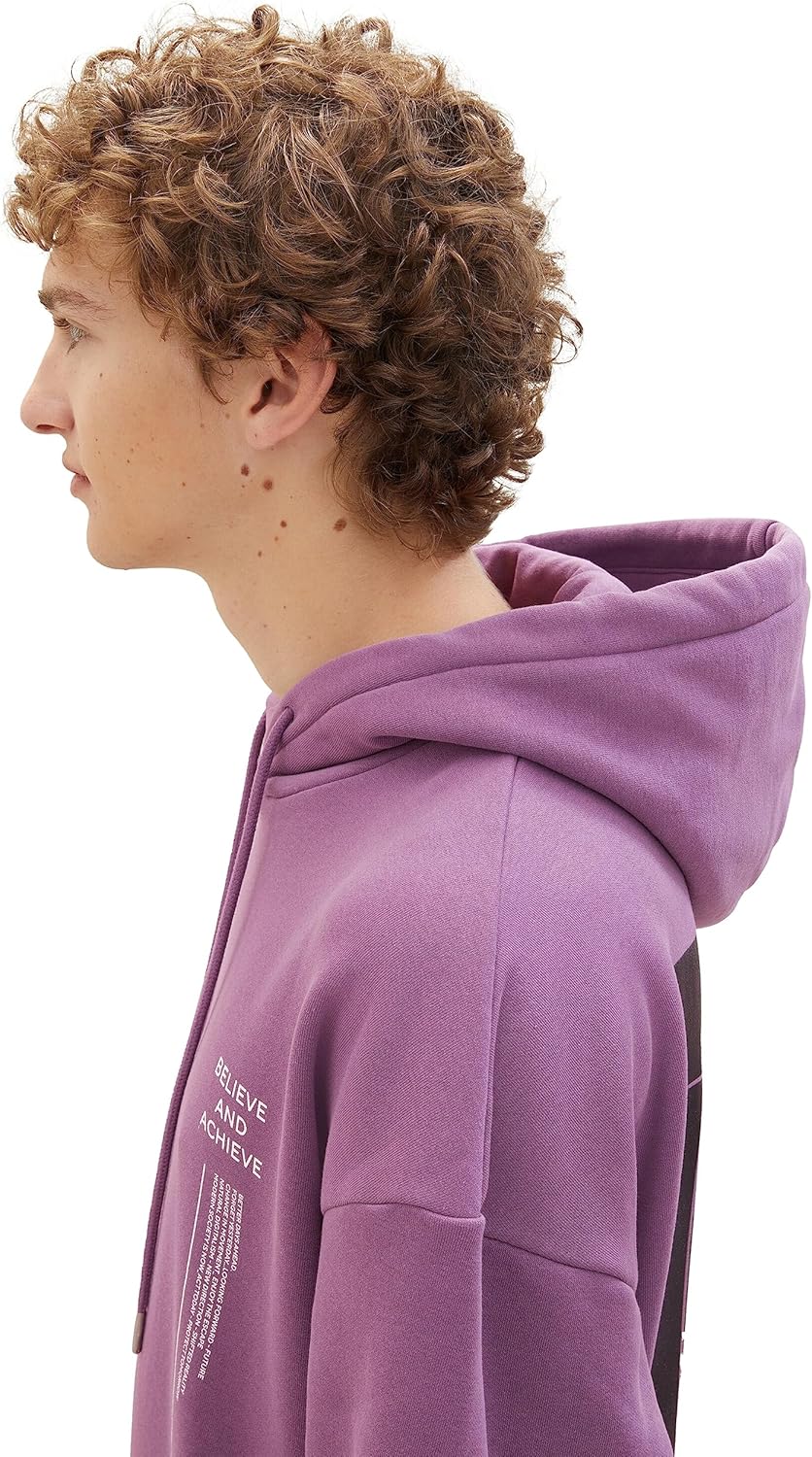 TOM TAILOR Denim Herren Relaxed Fit Hoodie mit Rücken-Print S 32248-dusty Grape, S 32248-dusty Grape