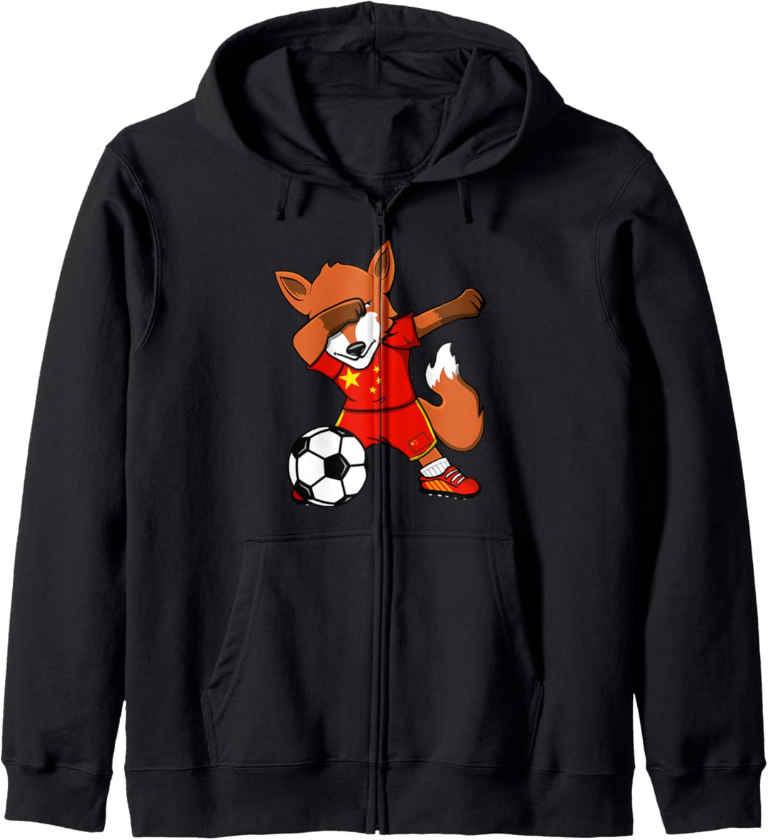 Dab Fuchs Fox China Fussball Mannschaft Chinesische Flagge Kapuzenjacke