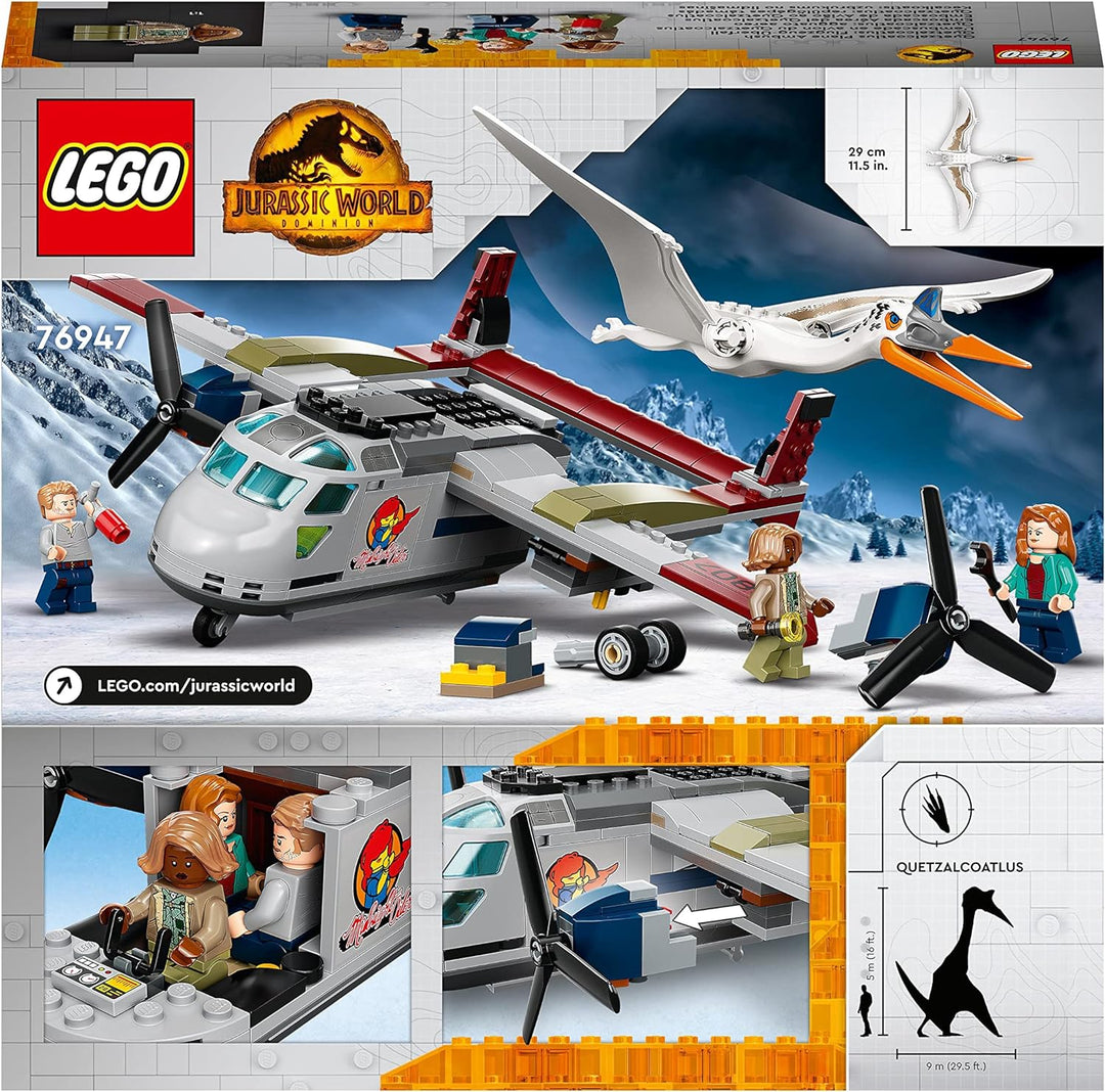 LEGO 76947 Jurassic World Quetzalcoatlus: Flugzeug-Überfall, Dinosaurier Spielzeug mit Figuren, Gesc