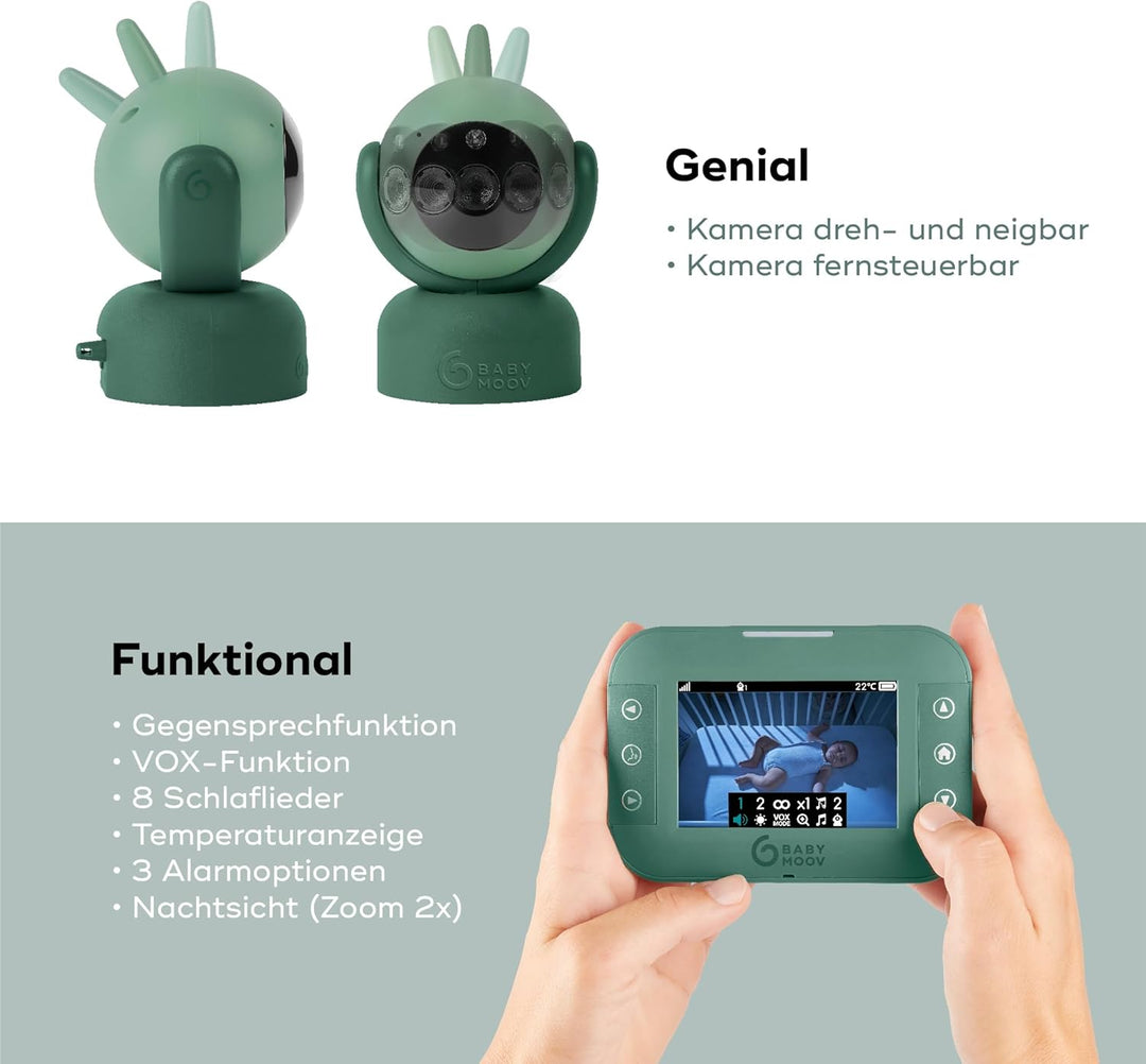 Babymoov Babyphone mit Kamera YOO-Twist - 360 Grad Kamera mit Fernsteuerung, 3,5" Bildschirm, Sleep