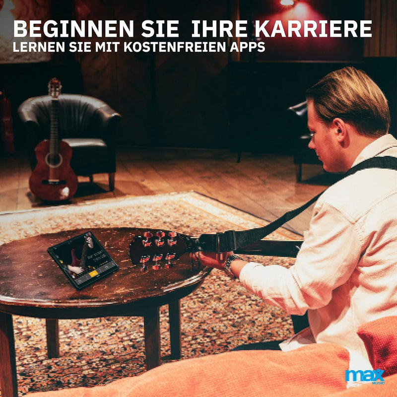 MAX SoloJam Westerngitarre, Akustik Gitarre Set, Acoustic Guitar, Akustikgitarre 4/4 mit Tasche, Ple