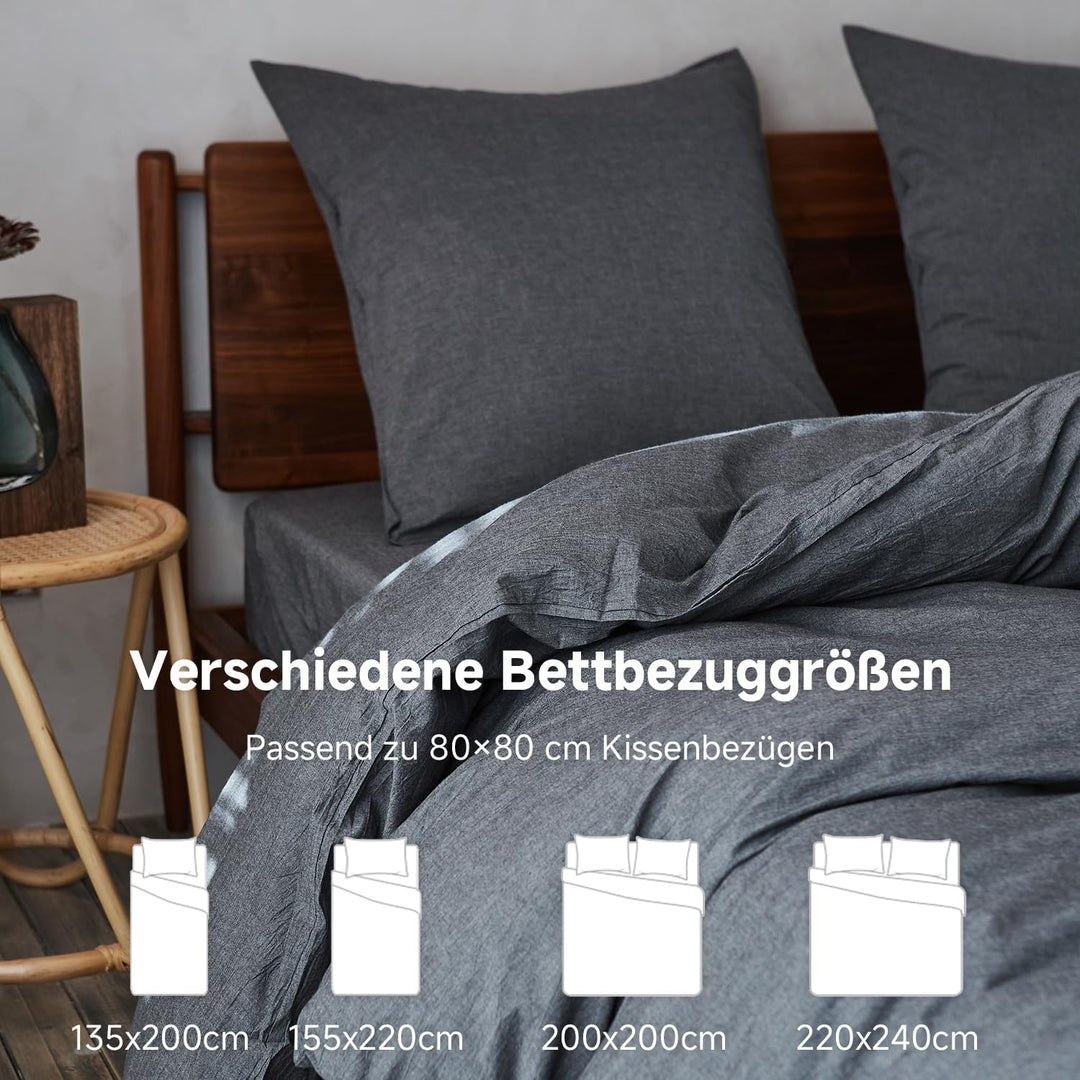 Simple&amp;Opulence Bettwäsche 2 Teilig-100% Gewaschene Baumwolle Weiche und Angenehme Schlafkomfort-Öko