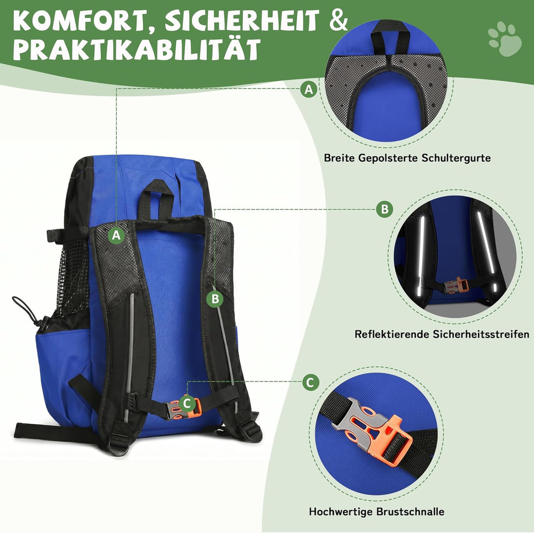 ALLSOPETS Hunderucksack Tragetasche Verstellbar für Kleine Mittelgrosse Hunde, Haustier Rucksack zum