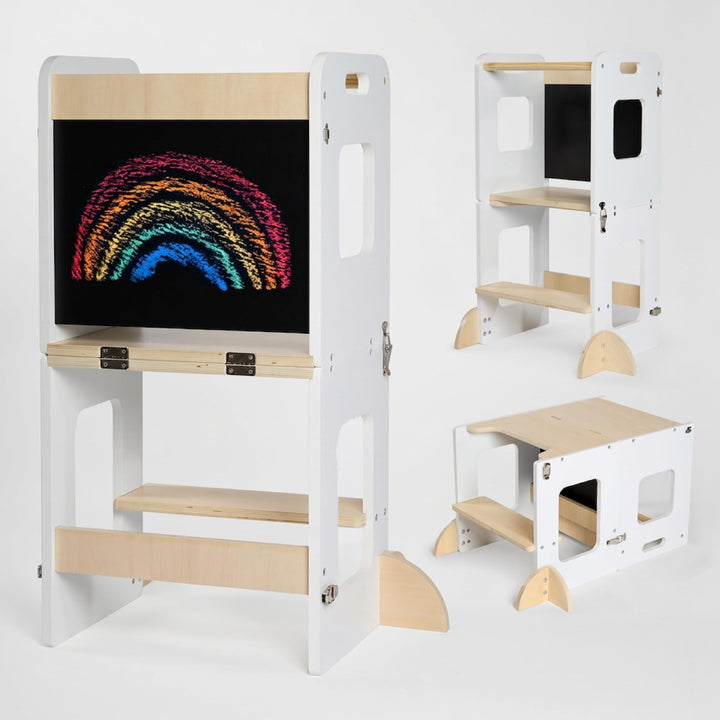 Lernturm ab 1 Jahr – Lernturm Klappbar 3 in 1 mit Tafel – Learning Tower für Kinder – Faltbar mit Si