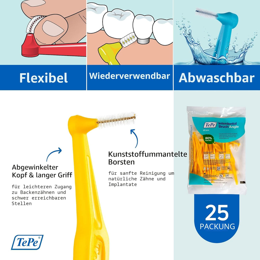 TePe Interdentalbürsten Angle GELB 0,7 mm, 25 Stück