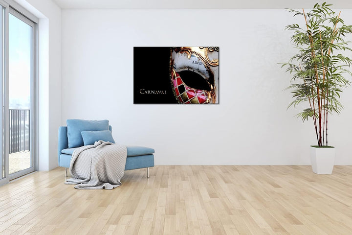 deyoli Dark Karnevals Maske Format: 80x60 als Leinwand, Motiv fertig gerahmt auf Echtholzrahmen, Hoc