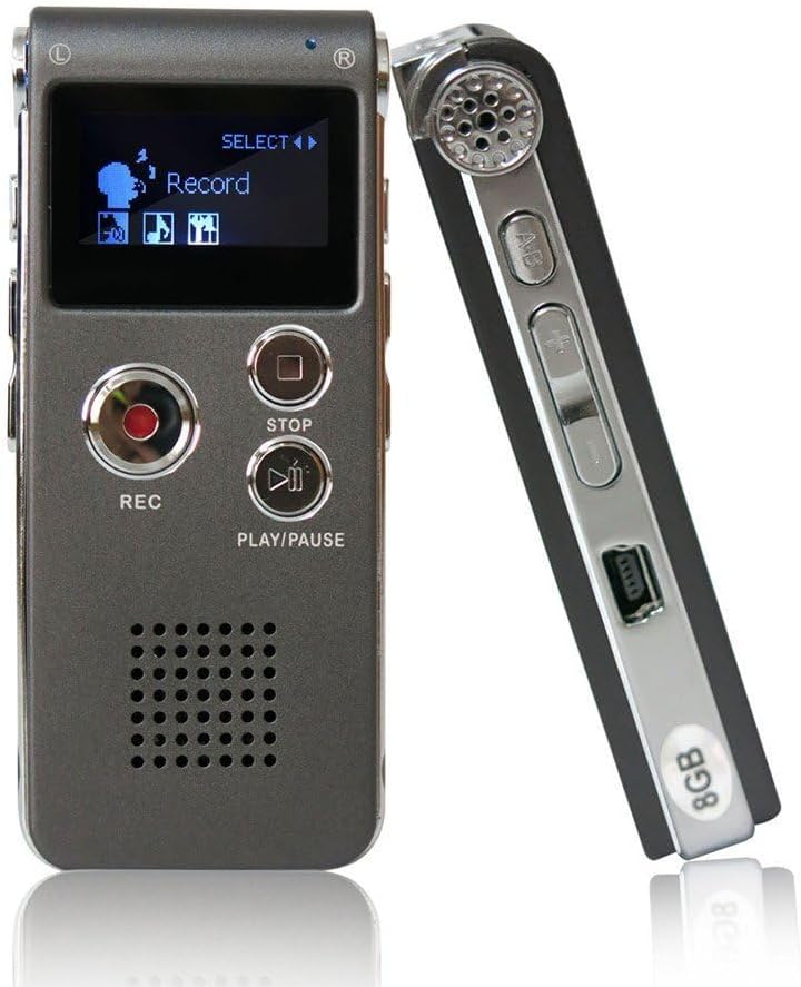 Garvee Digitaler Voice Recorder 8GB – Tragbares Diktiergerät mit LCD-Display – MP3-Player & eingebau