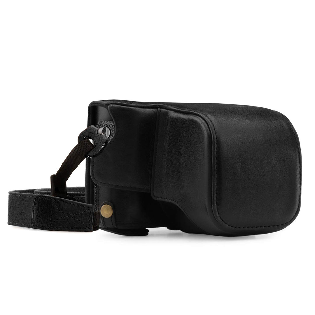 MegaGear MG1402 Leica Q-P, Q (Typ 116) Ever Ready Echtleder Kamera-Case mit Trageriemen - Schwarz, S