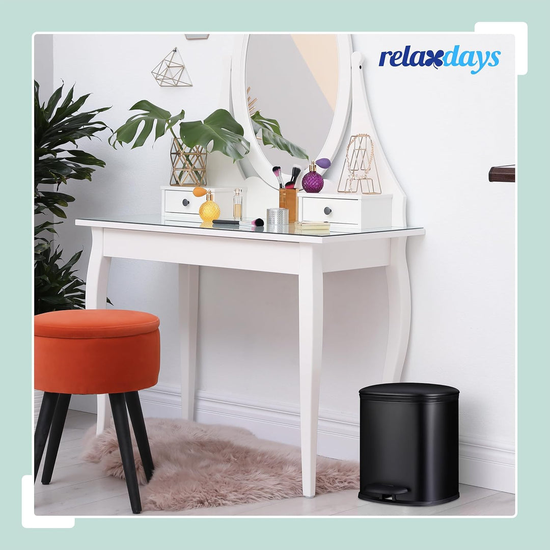 Relaxdays Mülleimer Bad, 5 l, Kosmetikeimer mit Soft-Close, matte Optik, 2 entnehmbare Inneneimer, T