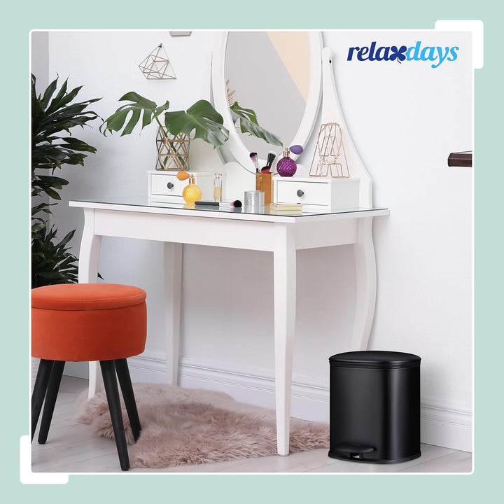 Relaxdays Mülleimer Bad, 5 l, Kosmetikeimer mit Soft-Close, matte Optik, 2 entnehmbare Inneneimer, T