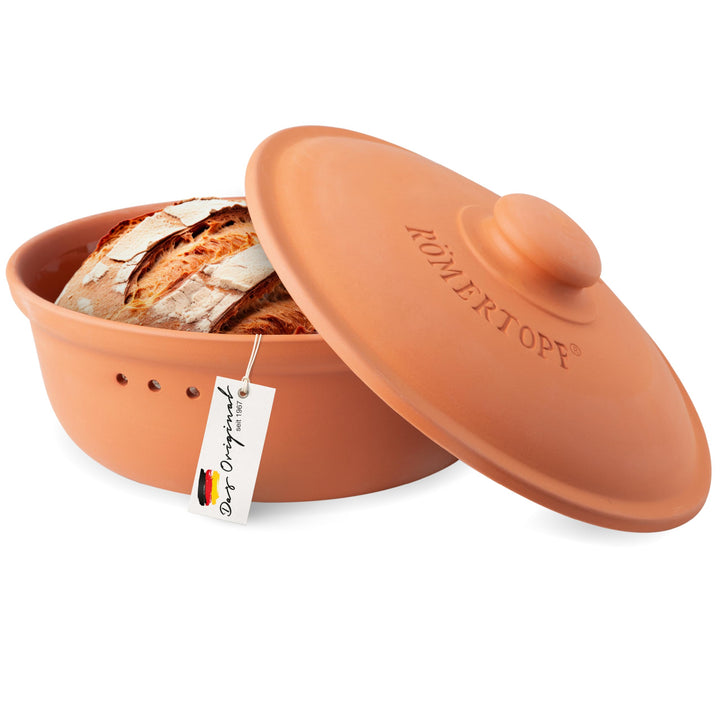 Römertopf Brottopf aus Keramik, ideal zu Brotaufbewahrung aus Ton Ø 30,0 cm Terrakotta, Terrakotta