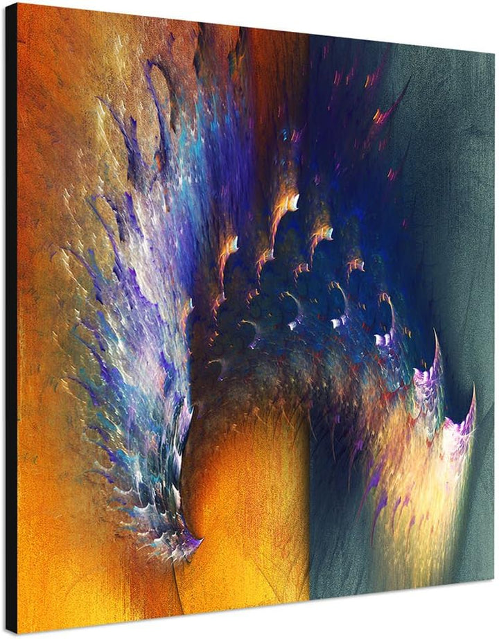 Paul Sinus Art Die Sommerseite - Abstrakt304_60x60cm Bild auf Leinwand Pfauenfeder Abstraktes Motiv