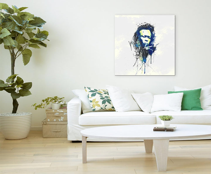 Paul Sinus Art Miles Davis 60x60cm Keilrahmenbild Kunstbild Aquarell Art Wandbild auf Leinwand ferti