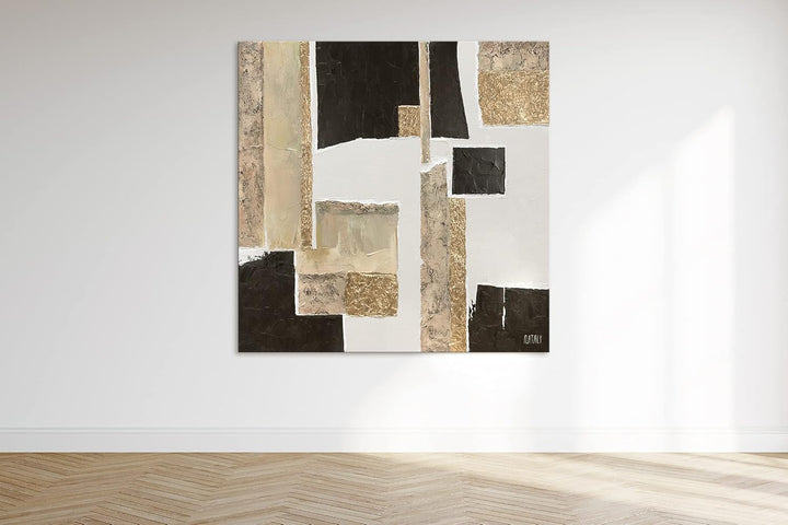 YS-Art Abstrakt Acryl Gemälde auf Leinwand Charakter handgemalt Wandbilder Wohnzimmer modern Wohndek