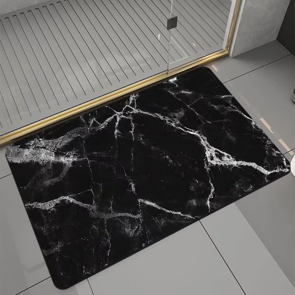 Tobil Badematte Badteppich rutschfest saugfähig Badvorleger verschiene Motive 40x60-50x80cm (Schwarz