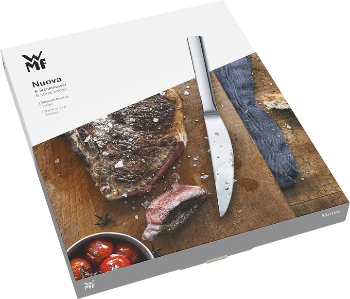 WMF Nuova Steakmesser Set 6-teilig, 23 cm, Pizzamesser, Cromargan Edelstahl poliert, spülmaschinenge