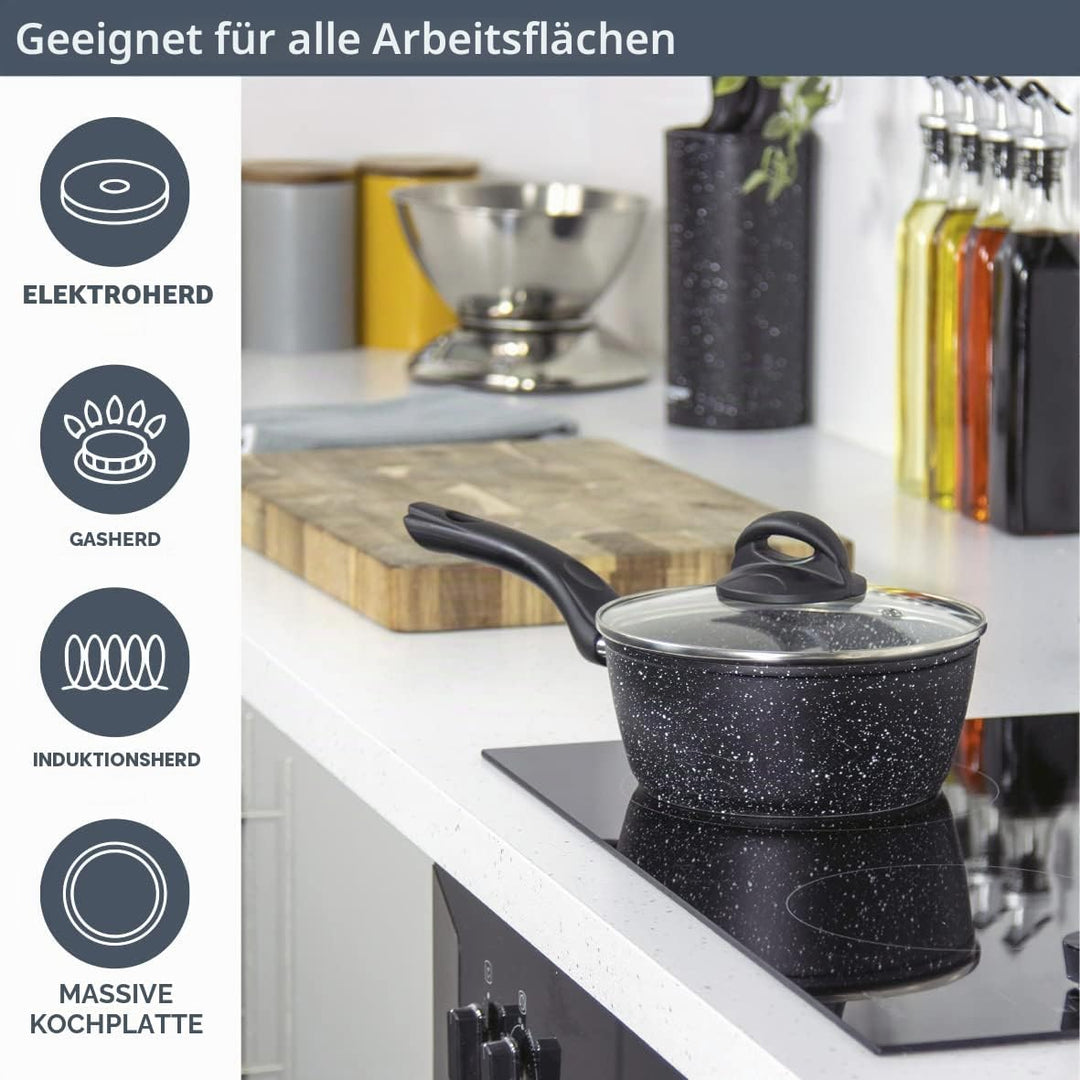 Blackmoor Pfanne 20-cm-Kochtopf mit Deckel Schwarz 20cm Kochtopf 20 cm Schwarz, 20cm Kochtopf 20 cm