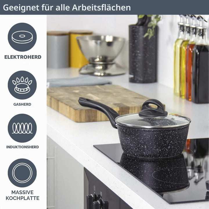Blackmoor Pfanne 20-cm-Kochtopf mit Deckel Schwarz 20cm Kochtopf 20 cm Schwarz, 20cm Kochtopf 20 cm