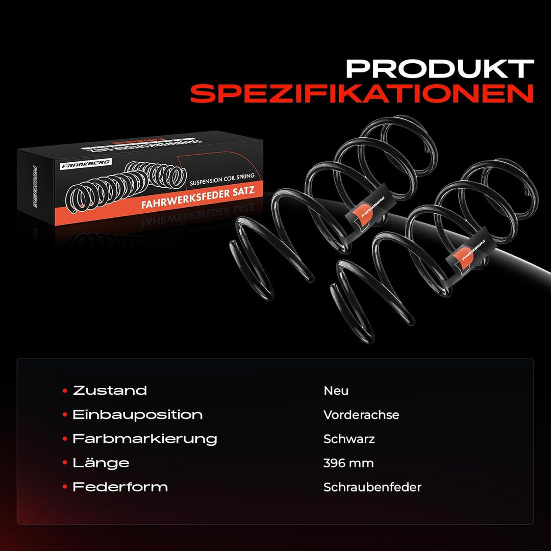 Frankberg 2x Federn Fahrwerksfeder Vorderachse Kompatibel mit 207 WA WC 2006-2015 207 CC WD 207 SW W