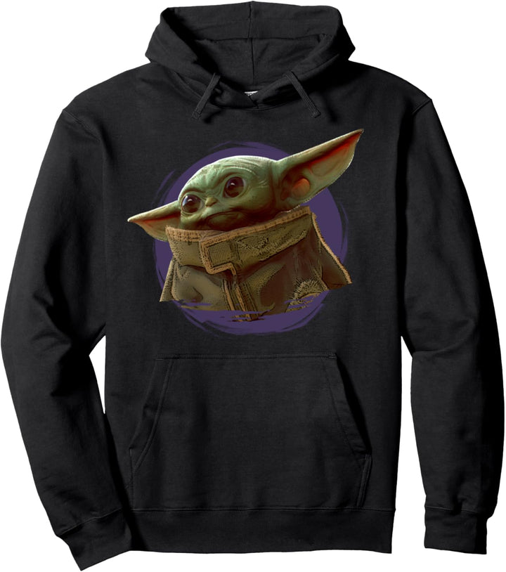 Star Wars The Mandalorian The Child Purple Circle Portrait Pullover Hoodie