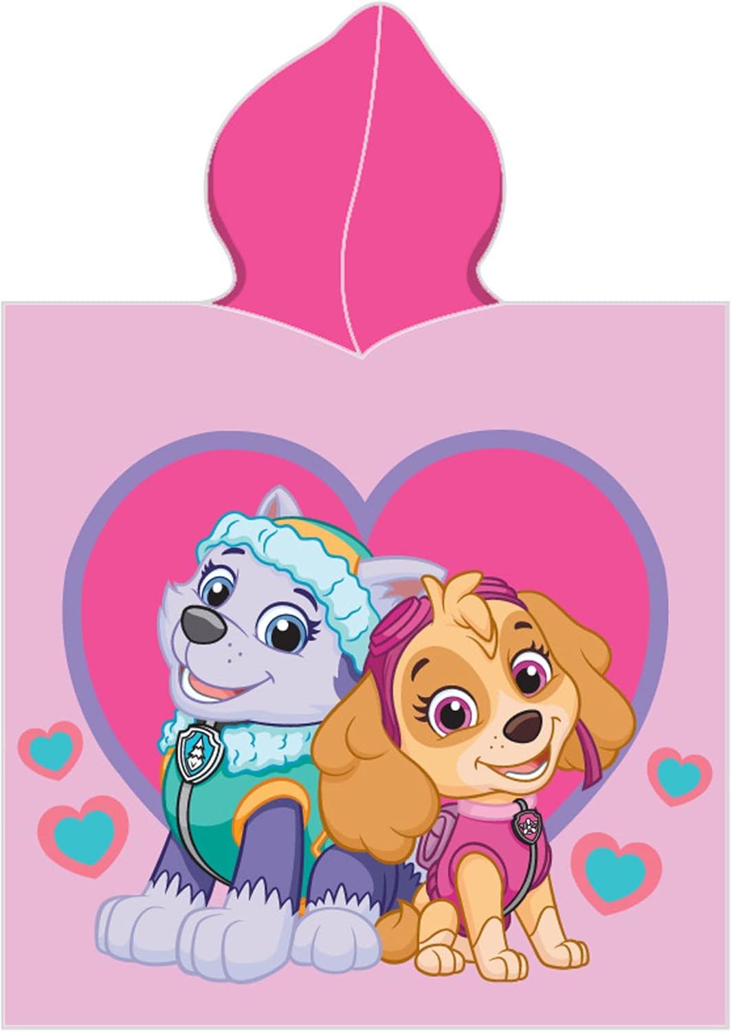 Paw Patrol Kinder Kapuzen Bade-Poncho Girl's Rosa 60x120 cm 100% Baumwolle Veloursqualität Poncho Ba
