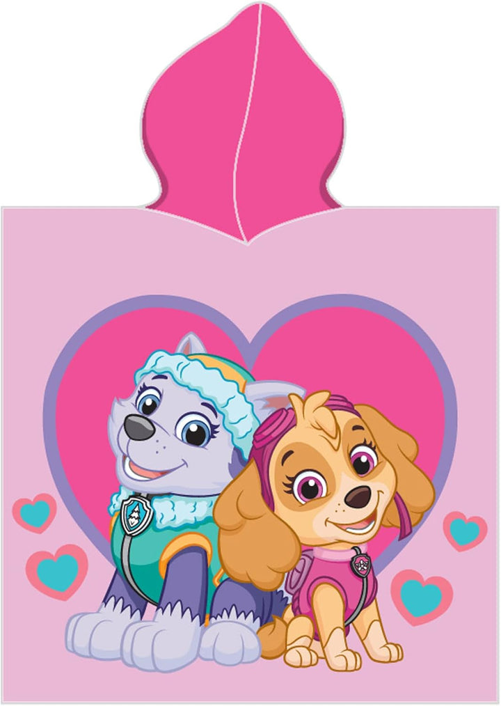 Paw Patrol Kinder Kapuzen Bade-Poncho Girl's Rosa 60x120 cm 100% Baumwolle Veloursqualität Poncho Ba