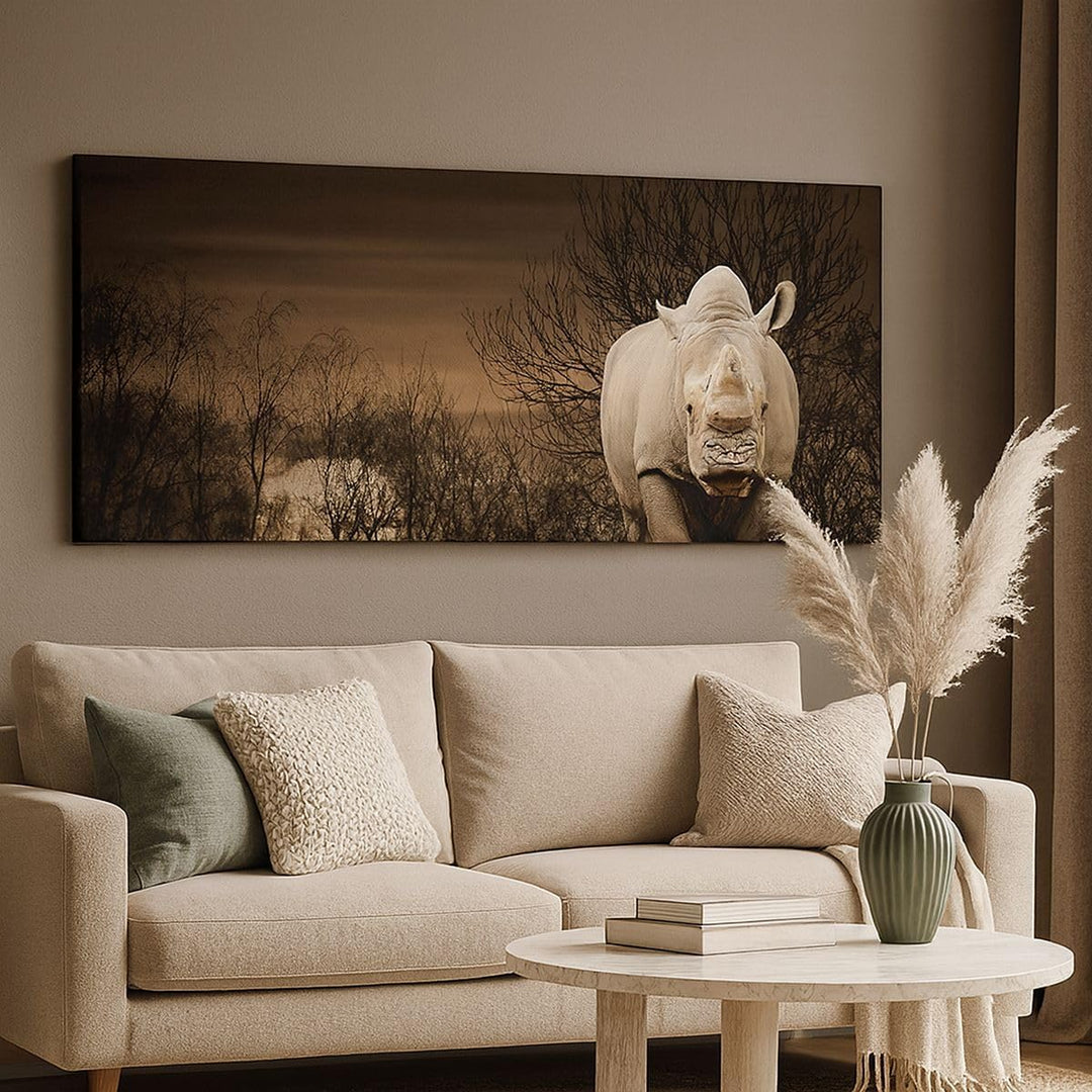 Wandbilder Dekoration Wohnzimmer Tier Nashörner Insekten Panorama Bilder auf Leinwand 120x50cm Leinw