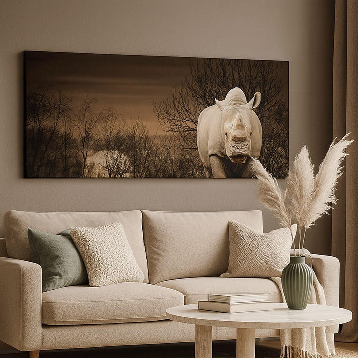 Wandbilder Dekoration Wohnzimmer Tier Nashörner Insekten Panorama Bilder auf Leinwand 120x50cm Leinw