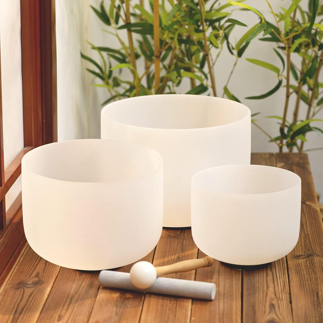 Hye-eun Kristall-Klangschalen-Set 432hz 3 stück 8"B 10"F 12"C klangschale aus quarzkristall für Klan