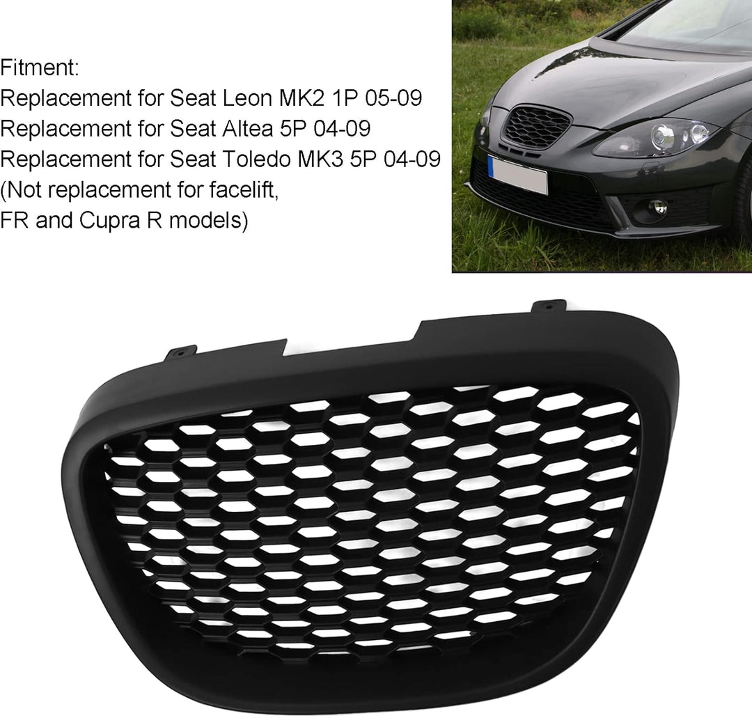 Motorhaube Lüftungsgitter Abdeckung Front Lüftungsgitter Schwarz Matt Front Wabengitter Grill 113300
