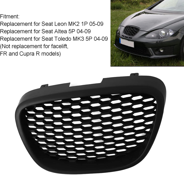 Motorhaube Lüftungsgitter Abdeckung Front Lüftungsgitter Schwarz Matt Front Wabengitter Grill 113300