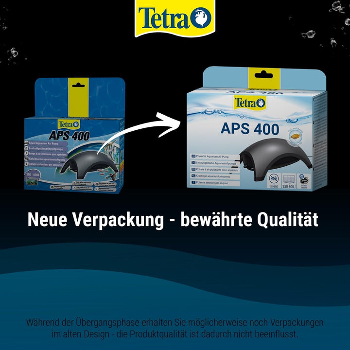 Tetra APS 400 Aquarium Luftpumpe - leise Membran-Pumpe für Aquarien von 250-600 L, schwarz Schwarz A