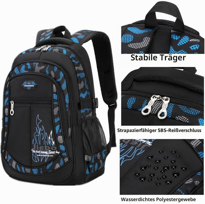 Schulrucksack Teenager Jungen Schultasche Schultaschen Schulranzen Kinder Tarnfarbe Blau, Tarnfarbe