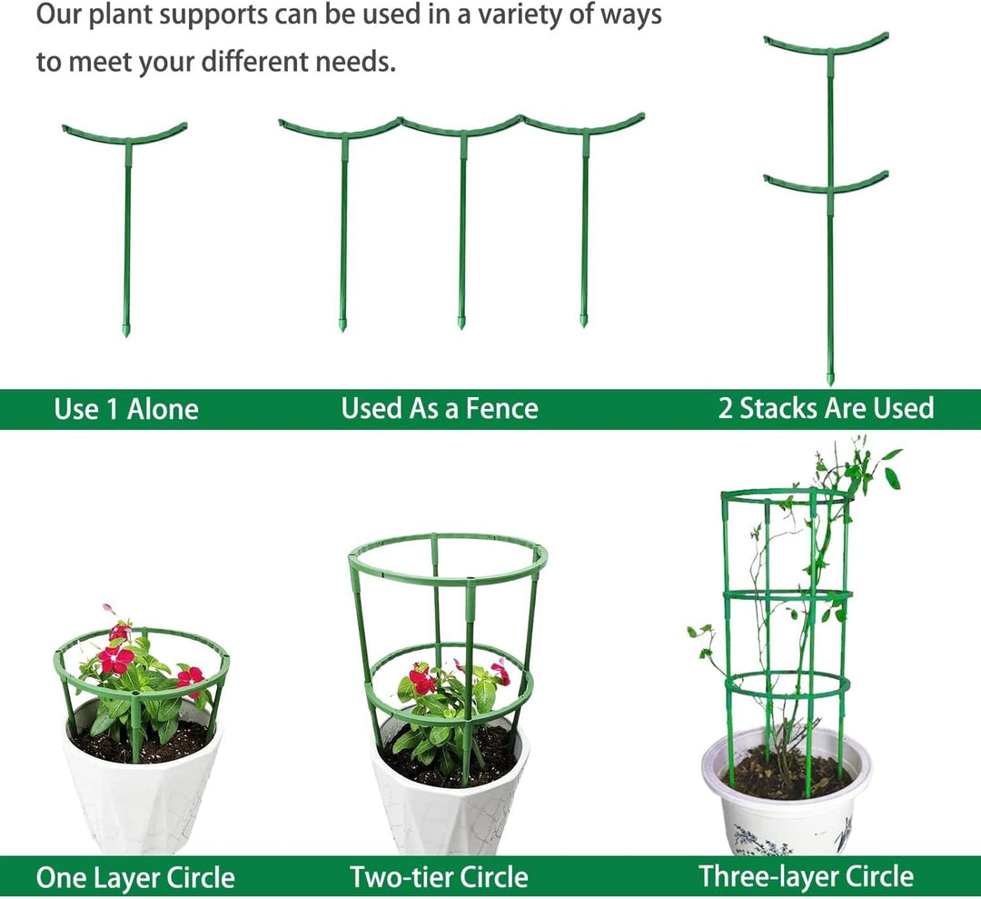 12 x Pflanzenstütze, halbrund, Pflanzenstützring, Gartenblumenstütze, Pflanzenstützpfähle für Tomate
