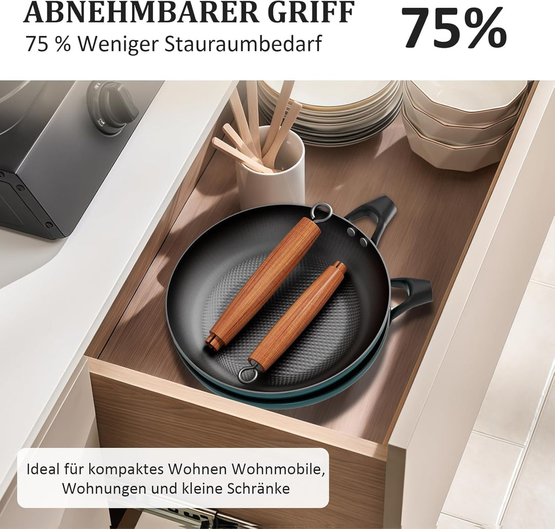 YUTANN Gusseisenpfannen Set 3-teilig, Vorgewürzt Bratpfannen aus Massivem Gusseisen, Pfannen Ø 20, 2