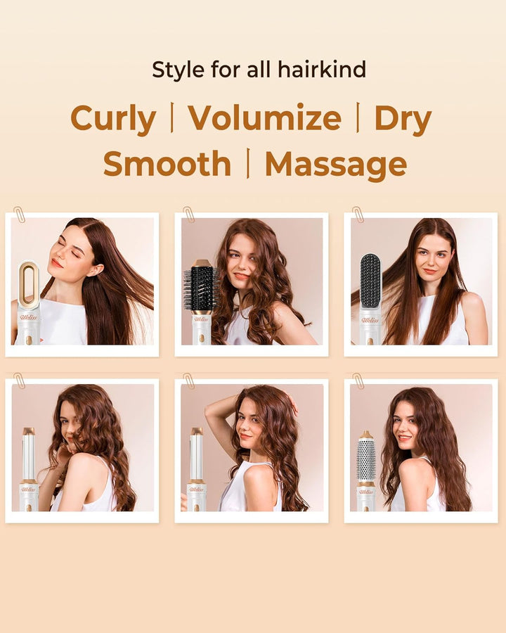 UKLISS 6 in 1 Hairstyler, Hair Styler Set mit 6 Aufsätzen: Lockenföhn Automatisch, Rundbürstenföhn,