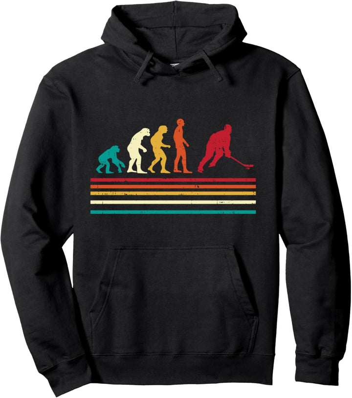 Ice Hockey Player Evolution Retro Sports Men Women Kids Pullover Hoodie