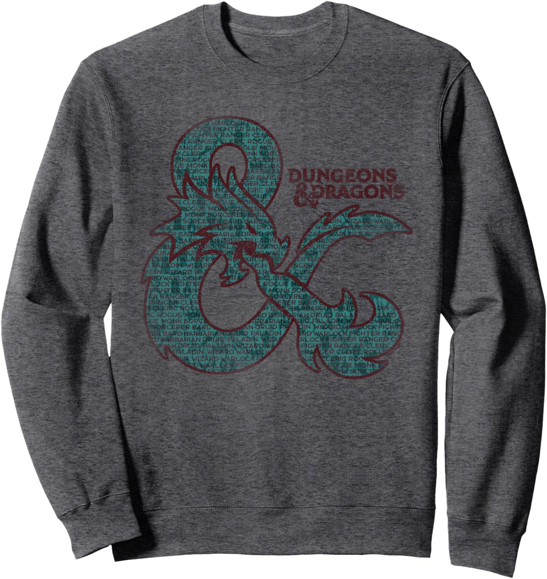 Dungeons & Dragons Classes in an Ampersand Logo Sweatshirt