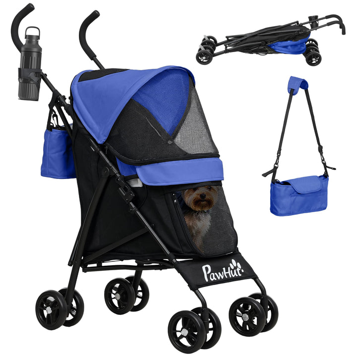 PawHut Hundewagen Hundebuggy klappbar für Hunde & Katzen bis 4 kg Katzenbuggy mit Netzfenstern Schul