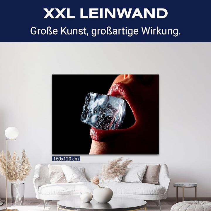 wandmotiv24 Leinwandbild 260 g/m² - Kunstdruck auf Leinwand - Wandkunst - Wandbild mit Frauen Lippen