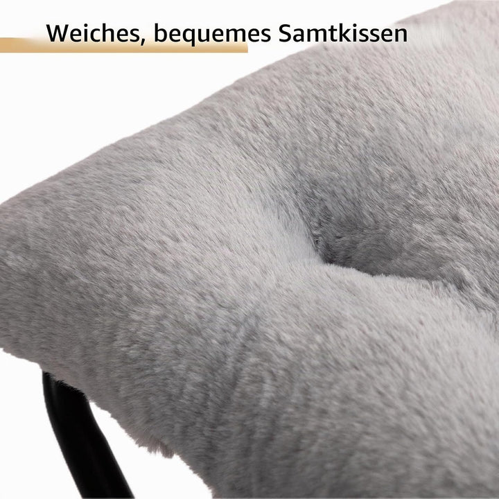 HollyHOME Plüsch Fusshocker Fussstütze Klapphocker, Faltbar Sitzhocker mit Metallbeinen Abnehmbar Ge
