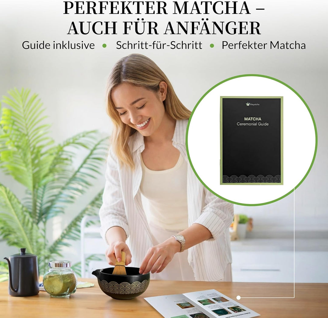Matcha Set Japanisch, Matcha Besen Set 8-teilig – Premium Bambus Matcha Whisk (Chasen), Matcha Schal