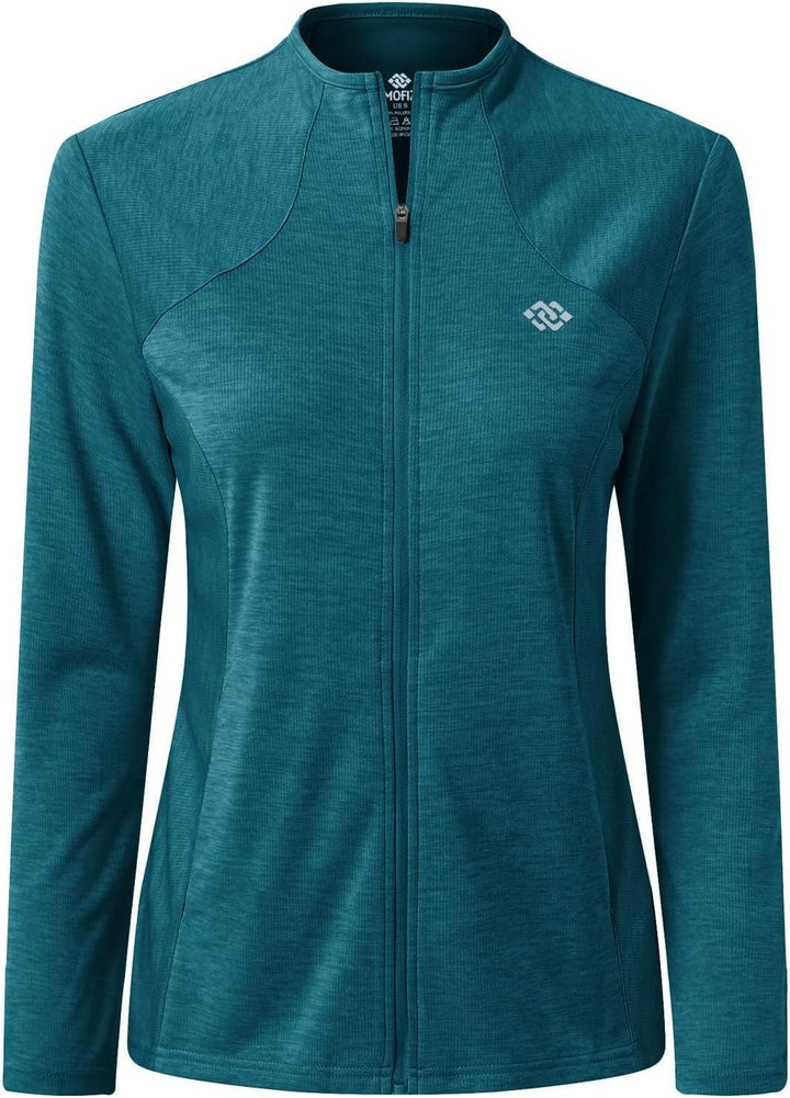 MoFiz Damen Laufjacke Leicht Sportjacke Trainingsjacke Langarm Fitness Wandern Yoga Jacke Atmungsakt