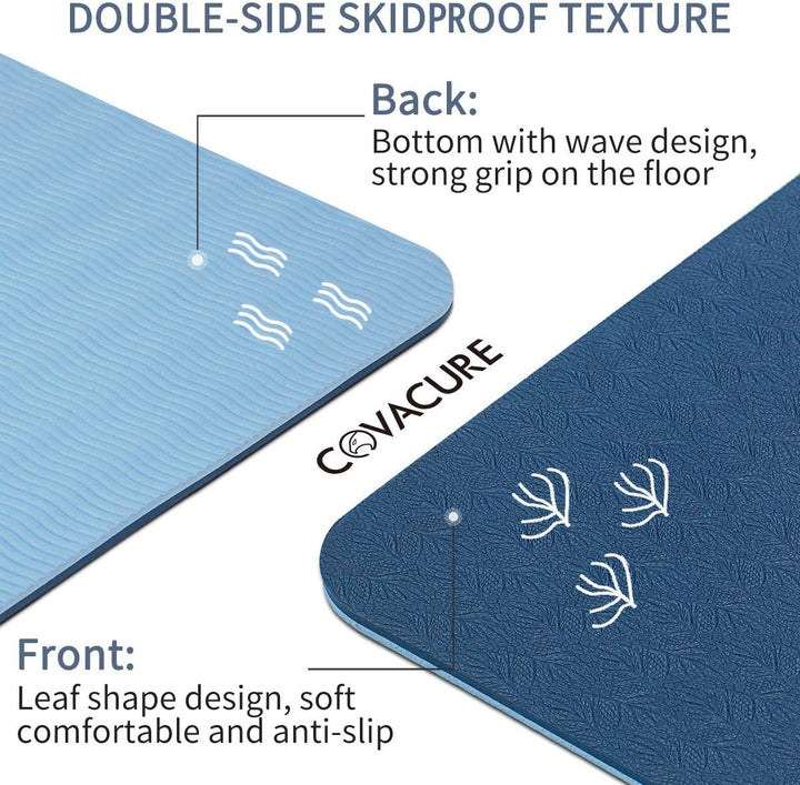 COVACURE Yogamatte Gymnastikmatte Sportmatte - 183 x 66 x 0,6 cm Fitnessmatte TPE rutschfest Yogamat
