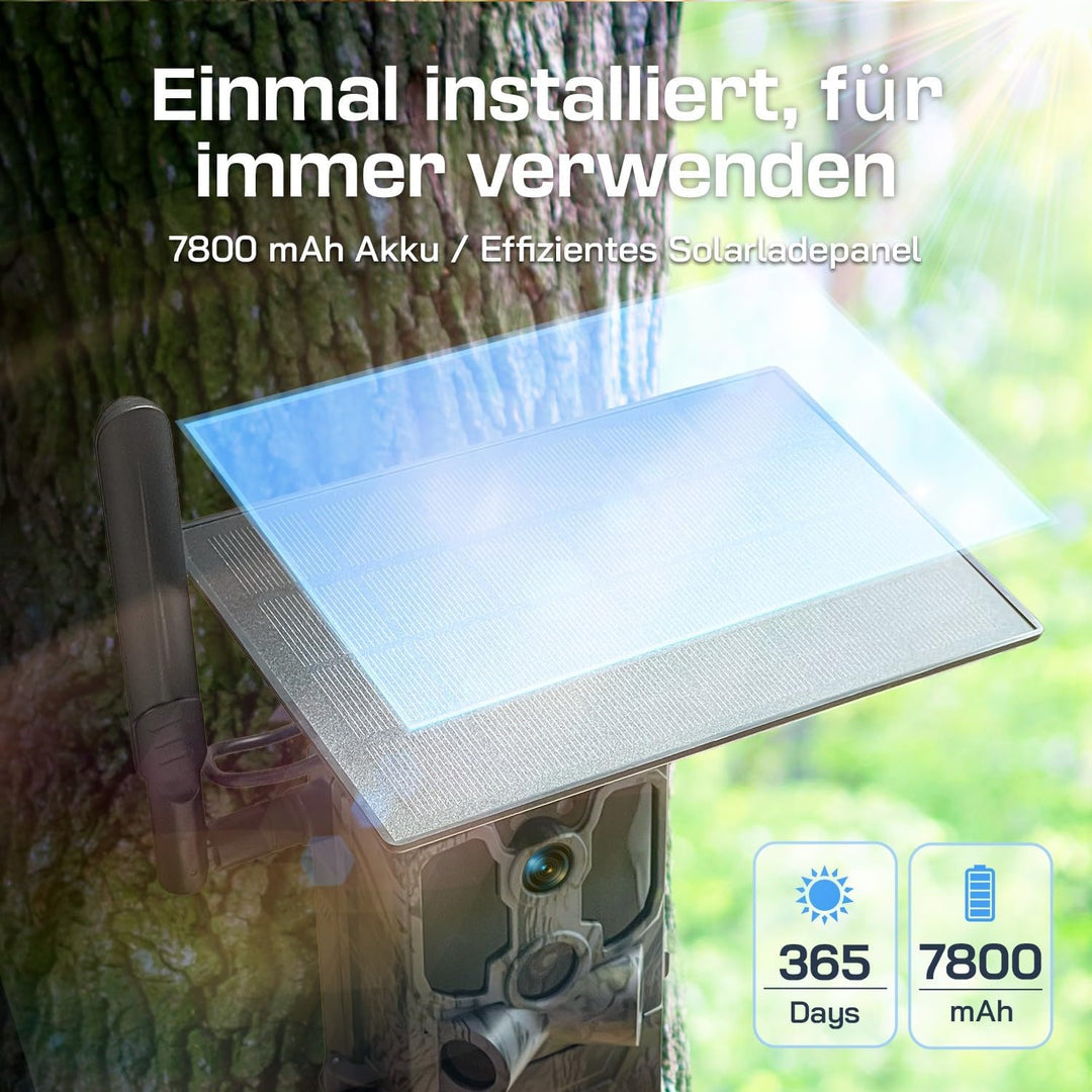 WOLFANG Wildkamera, 2.5K 4G LTE Live Solar Übertragung Wildkamera mit Handyübertragung App, Echtzeit
