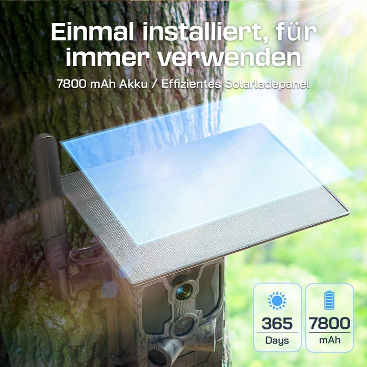 WOLFANG Wildkamera, 2.5K 4G LTE Live Solar Übertragung Wildkamera mit Handyübertragung App, Echtzeit