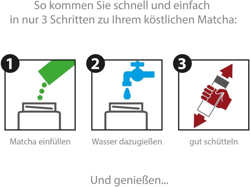 Matcha-Shaker MATCHA2go: Teeflasche to go aus Glas für die schnelle Matcha Tee Zubereitung ohne Bese