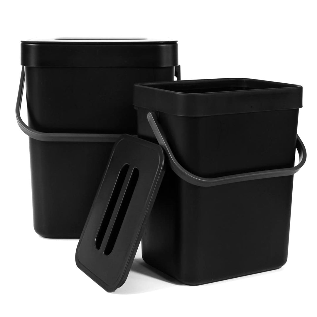 Spesh Biomülleimer Küche 2er-Set(5L+3L) Kunststoff Komposteimer Geruchsdicht Aufhängbar Abfalleimer